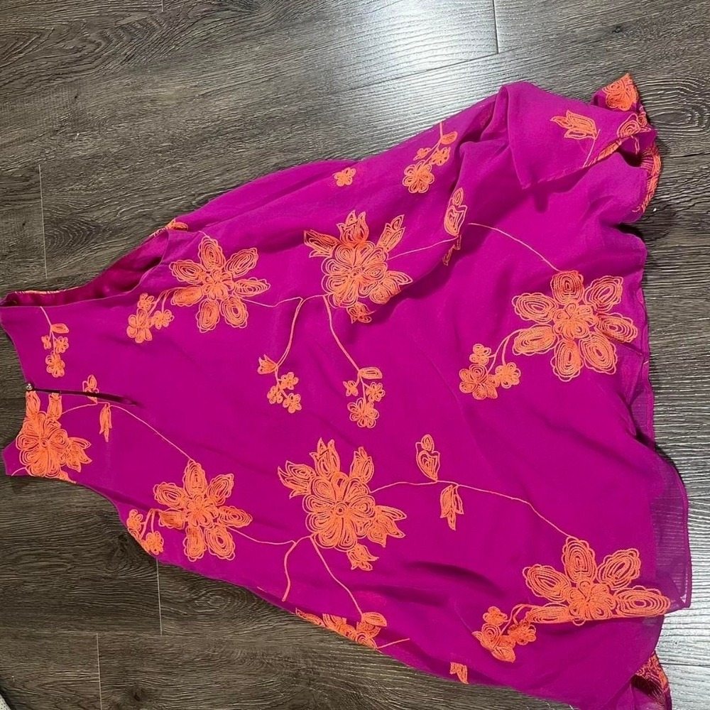 Gianni Bini Dress Womens Small Pink Orange Floral Sleeveless Casual Party - Picture 6 of 8